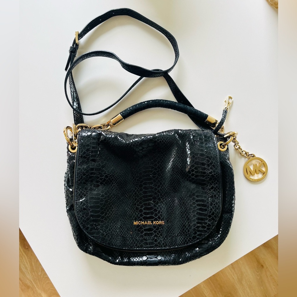 Michael Kors Black Textured Crossbody Bag
